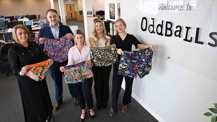 Northumbria Business Clinic students with Louise Weeks (far left), People & Culture Manager at OddBalls.