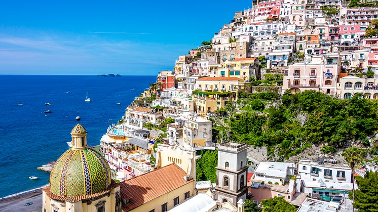 Vy över Positano, Amalfikusten.