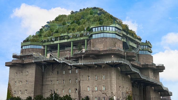 Blick auf den grünen Bunker in Hamburg / Foto ©phase10