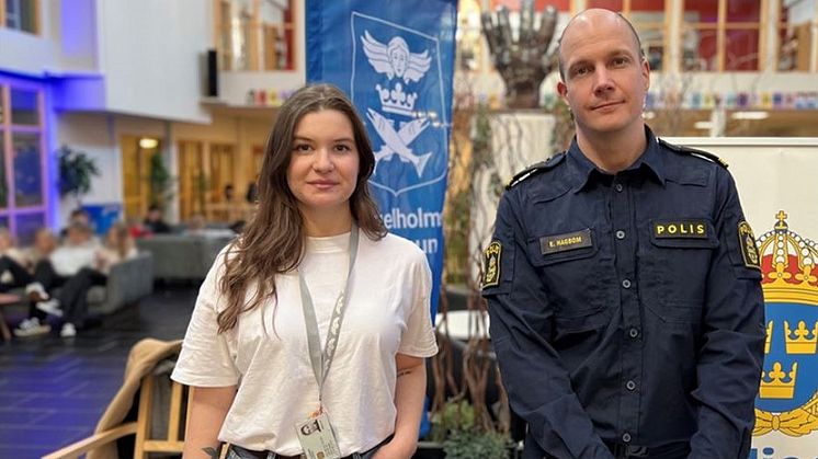 My Salale Olsson, brottsförebyggande samordnare på Ängelholms kommun och Eric Hagbom, kommunpolis.
