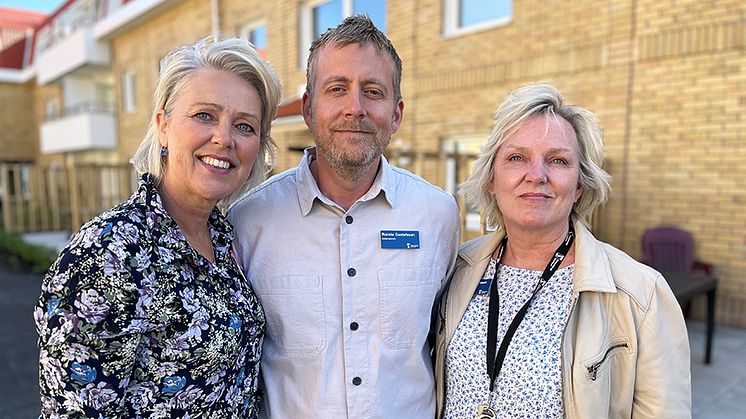 De tre enhetscheferna för kvarteret Trädgården: Ann Gren, Ronnie Gustafsson och Kristin Bengtsson.