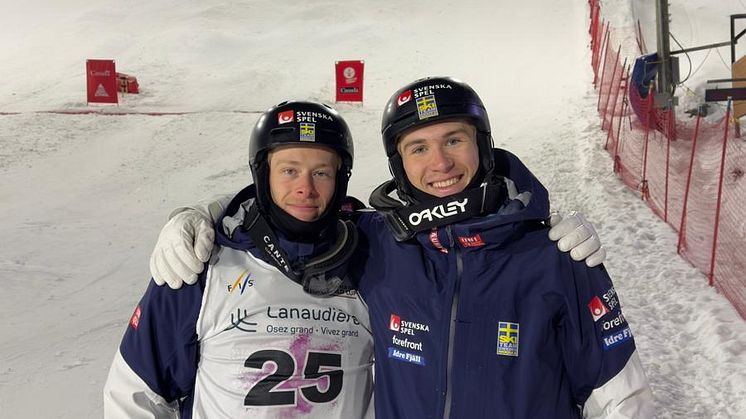 Lagkamraterna Albin Holmgren och Filip Gravenfors tar femte- respektive fjärdeplatsen på nattens parallelltävling i Val St. Come