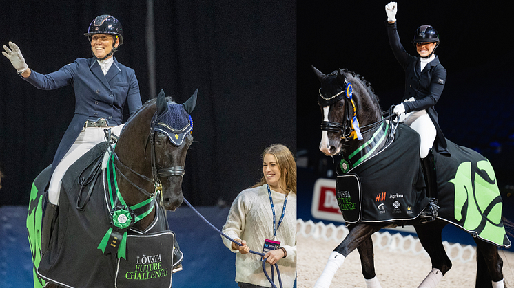Vinnare av Lövsta Future Challenge Dressage 2024, Anita Roslund/Fontanell och Linnea Holmgren/ QC Sir Dennis