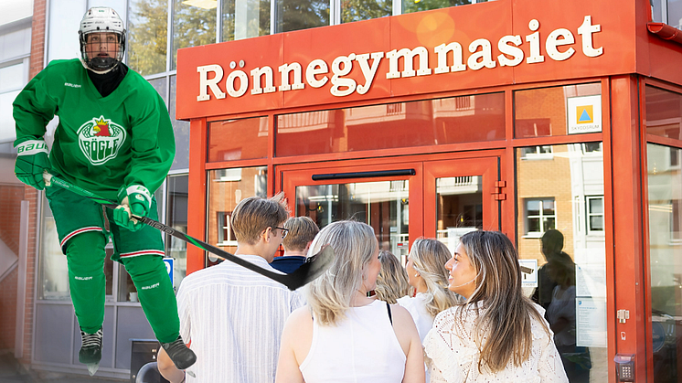 Ängelholms gymnasieskola och Rögle BK samarbetar för att få en nationell idrottsutbildning till Ängelholm. Bilden är ett montage. Foto: Rögle BK och Ängelholms kommun