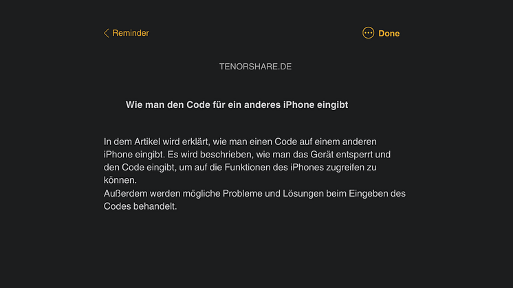 Wie man den Code für ein anderes iPhone eingibt