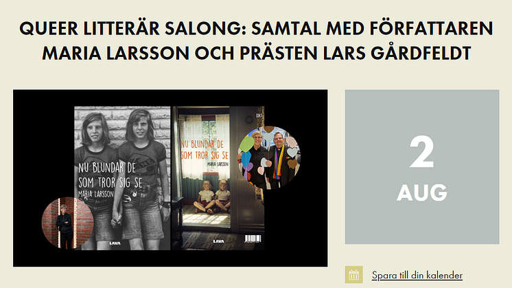 Queer litterär salong med författaren Maria Larsson 2/8