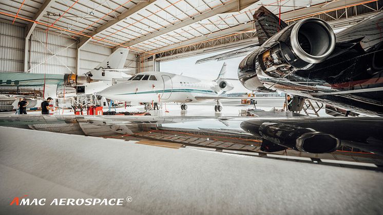 Dassault Falcon F2000 aircraft at AMAC Aerospace Turkey, Istanbul