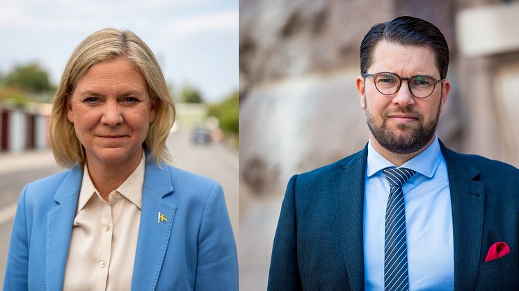 Svenska folket vill ta en öl med Magdalena Andersson eller Jimmie Åkesson (pressbilder: Mathias Hansson & Sverigedemokraterna)