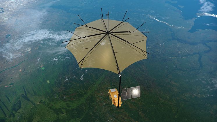 Biomass satellit över skog. 