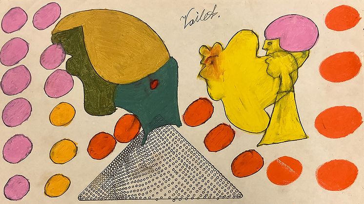 Violet Johansson, blyerts- och pastellteckning på papper, Studieverksamheten Lillhagens sjukhus, okänt årtal. Regionarkivet, Göteborgs Stad
