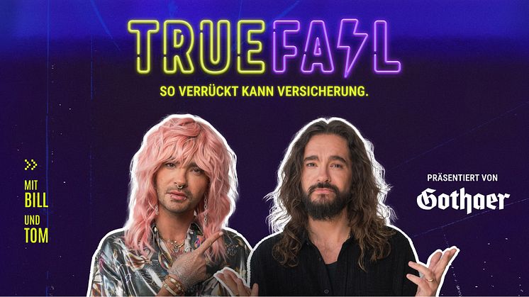 Im Truefail-Format der Gothaer schätzen die Kaulitz-Zwillinge kuriose Versicherungsfälle mit „true“ oder „fail“ ein.