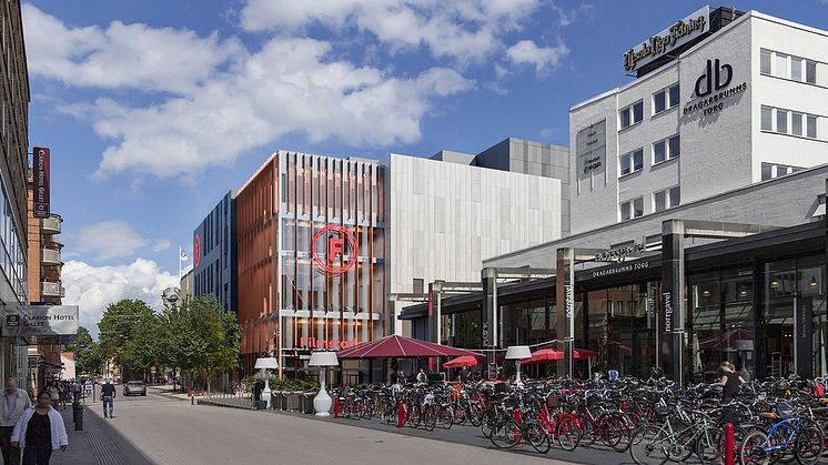 Filmstadens nya toppmoderna biograf på Dragarbrunnsgatan i Uppsala. Rendering: Sweco Architects