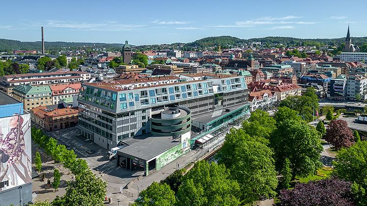 Översiktsbild av fastigheten Pallas i Borås centrum.