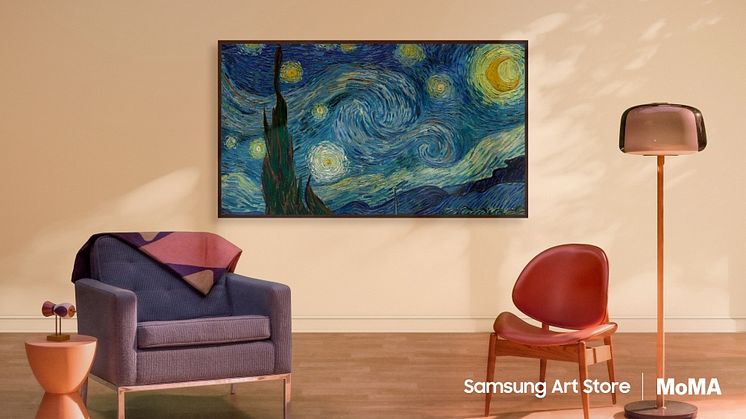 Vincent van Goghs The Starry Night (detail) (1889) vist på Samsungs The Frame. Foto: Samsung