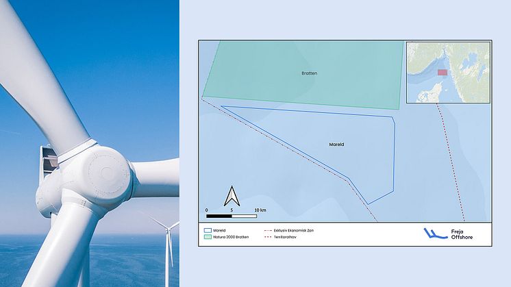 Map of the planned offshore wind park Mareld and the Natura 2000 area Bratten