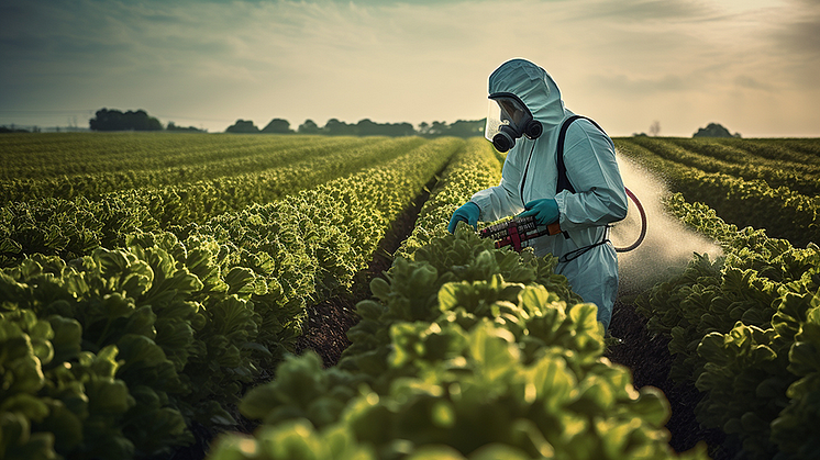 A Farmer in Protective Suit and Spray Mask Tending to Crops.png