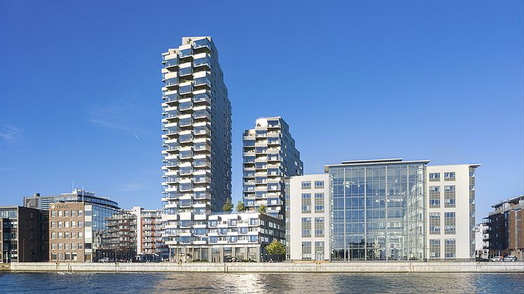 Docks består två torn som sträcker sig upp till 26 respektive 18 våningar