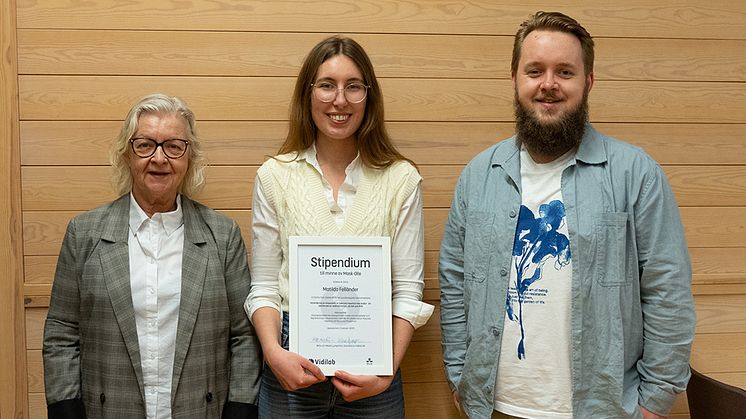 Vidilabs grundare Bitte Ljungström, stipendiat Matilda Felländer och Filip Ljungström, VD.