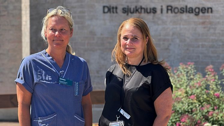 ​Catarina Pommer, verksamhetschef på Norrtälje sjukhus, och Susanne Wallberg, verksamhetschef på Karolinska universitetssjukhuset.​