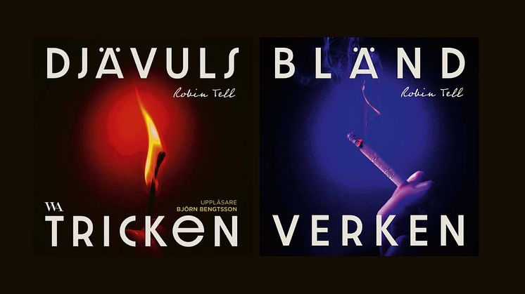 Omslag till de båda ljudböckerna i Midas-serien: Djävulstricken och Bländverken