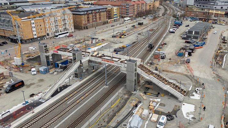 Översikt över Trädgårdslänken, gångbro.