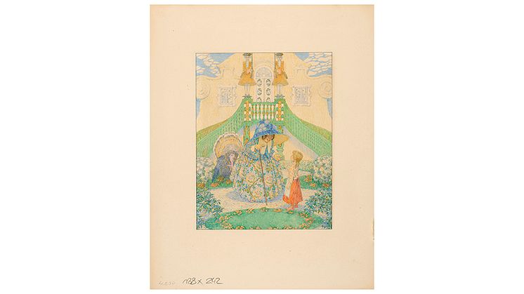 Auktionen rummer flere originale akvareller til nogle af H. C. Andersens klassiske eventyr, hvor denne af Heinrich Lefler til Snedronningen er vurderet til 39.000-59.000 kr.