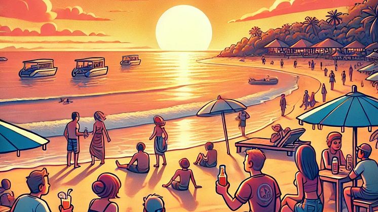 Sunset on Kuta beach in Bali