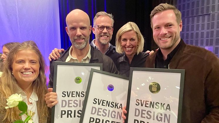 Lyckliga pristagare från Drum och SPP på prisutdelningen: Sofia Wedsberg (Drum), Jonas Lyckstedt (Drum) Stefan Elfving (SPP), Petra Winberg (SPP), Patrik Kvant (Jungle)