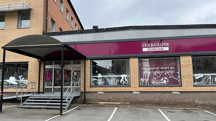 Erikshjälpen Second Hand öppnar på Gamla Tuvevägen 15A den 3 april.