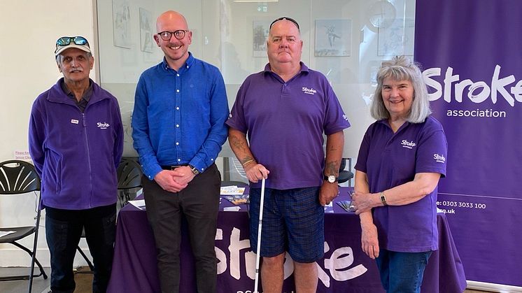 Brian Leishman MP (second left) visited a Stroke Association information stall in Alloa