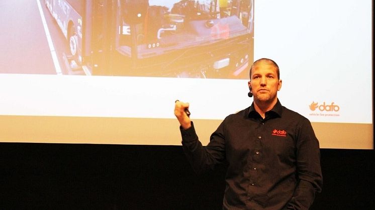Tommy Carnebo från Dafo Vehicle Fire Protection kommer föreläsa och presentera innovativa lösningar för brandskydd och utbildning inom fordonsbränder. Foto: Dafo Vehicle