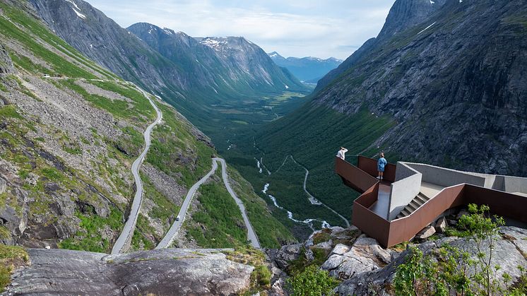 The Trollstigen Viewpoint along the Norwegian Scenic Route Geiranger. Photo: Werner Harstad, Statens Vegvesen