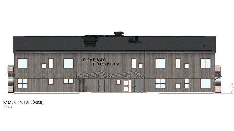 Skissbild på hur den nya förskolan kommer se ut när den är klar.