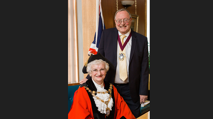 Former councillor and mayor John Smith with his wife Stella during her mayoral year.