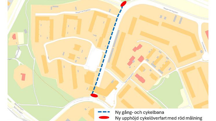 Ny gång- och cykelbana börjar byggas vid Regementsgatan