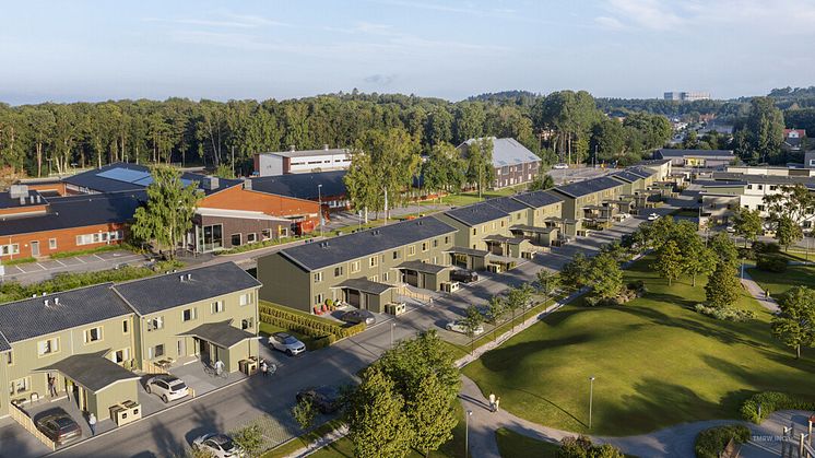 Tvåvåningsradhusen i Stensjöparken 2 i Stensjön, Mölndal