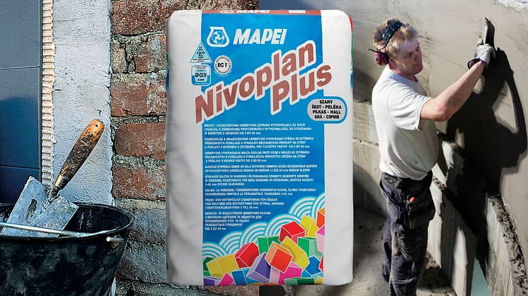 MAPEI NIVOPLAN PLUS, ett mycket lättarbetat allroundbruk för användning både inom- och utomhus.