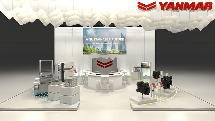 CG rendering of the Yanmar booth