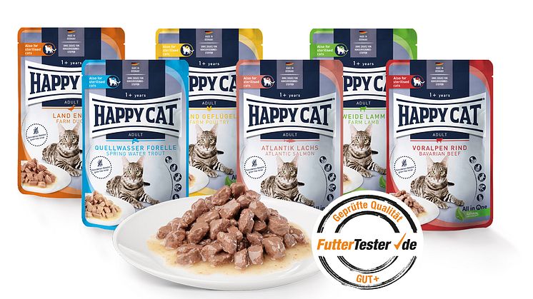 FutterTester.de: Happy Cat Culinary-Sorten "Meat in Sauce" erhalten „Gut+“