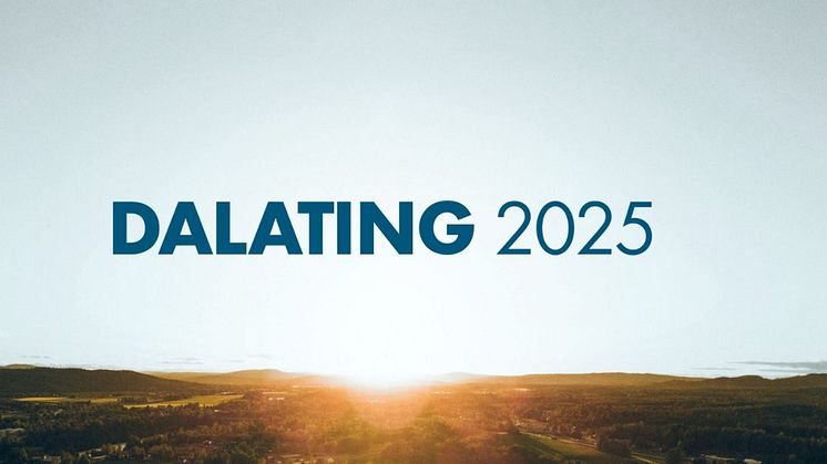 Landskap i Dalarna med texten Dalating 2025