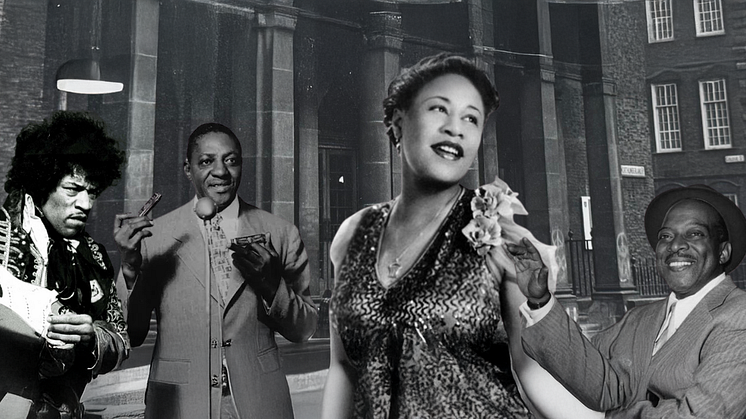 Tour posters, ticket stubs and photographs from concerts by artists such as Ella Fitzgerald, Jimi Hendrix, Sonny Boy Williamson, Muddy Waters, Chuck Berry, and Duke Ellington feature in the exhibition.