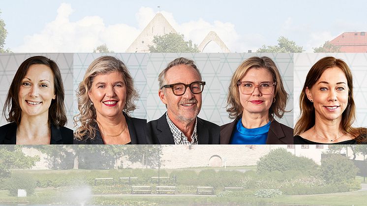 Sara Lissdaniels, Karin Apelman, Hans Peter Larsson, Therese Andersson och Pernilla Halling representerar FAR under Almedalsveckan 2024. Foto: Christian Gustavsson, Felicia Yllenius och Getty Images