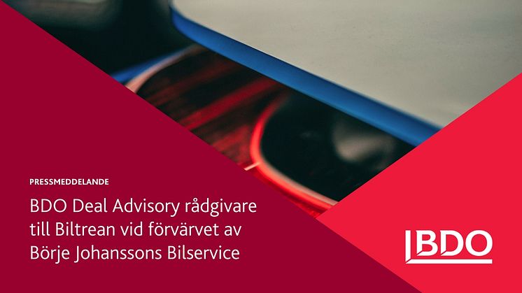 BDO Deal Advisory rådgivare till Biltrean vid förvärvet av Börje Johanssons Bilservice