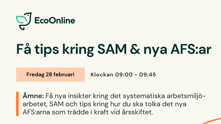 Webbinarium om systematiska arbetsmiljöarbete och nya AFS:ar