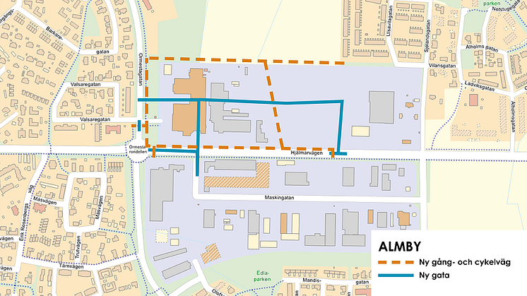 Nybyggnation i Almby – nya gång- och cykelvägar samt VA-ledningar