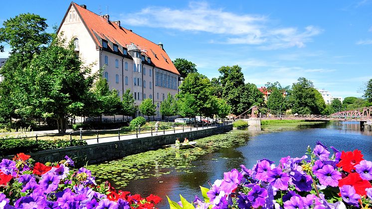 Vy över Fyrisån i Uppsala