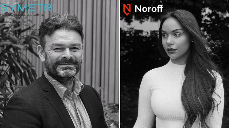 Fra venstre: Direktør for AEC Norway hos Symetri AS, Per Ole Otterness & utdanningsleder for teknisk design ved Noroff Fagskole, Solveig Friberg.