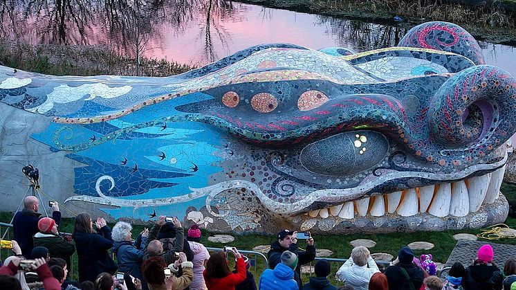The Bella the Beithir sculpture in Stockingfield Bridge (photo credit: Peter Sandground)
