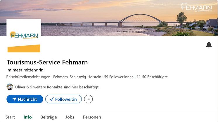 LinkedIn-Kanal des Tourismus-Service Fehmarn