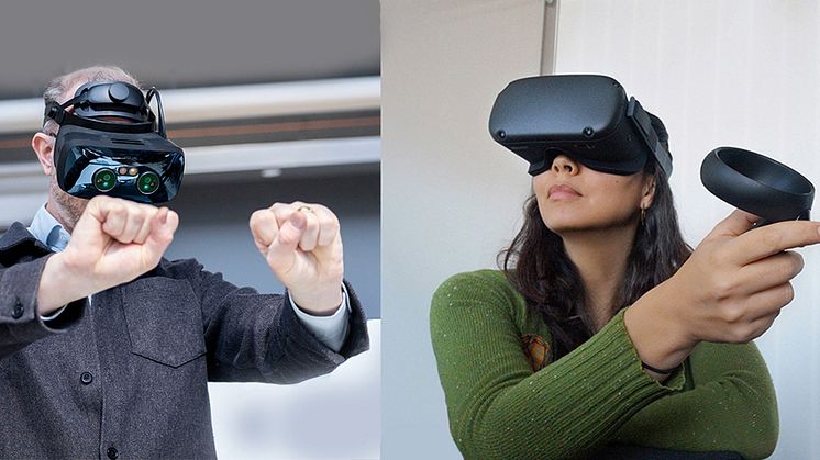 På webbinariet presenteras ny forskning om VR-teknik i arbetsmiljö av forskare från Chalmers tekniska högskola i Göteborg och Högskolan i Skövde. Fotoreferenser: Rebecka Thor, Cecilia Berlin, Christian Ferm/johner.se.